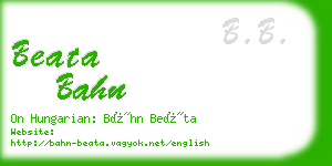 beata bahn business card